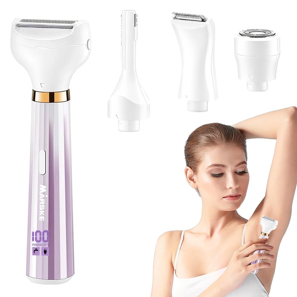 Electric Razor for Women 4 in 1 Rechargeable Electric Shaver for Lady Waterproof Portable & Skin-Friendly Painless Hair Trimmer