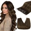 200g 14inch Dark Brown Balayage Hair Extensions Bundle Clip in Hair Extensions and Wire Hair Extension 2 Packs view 1