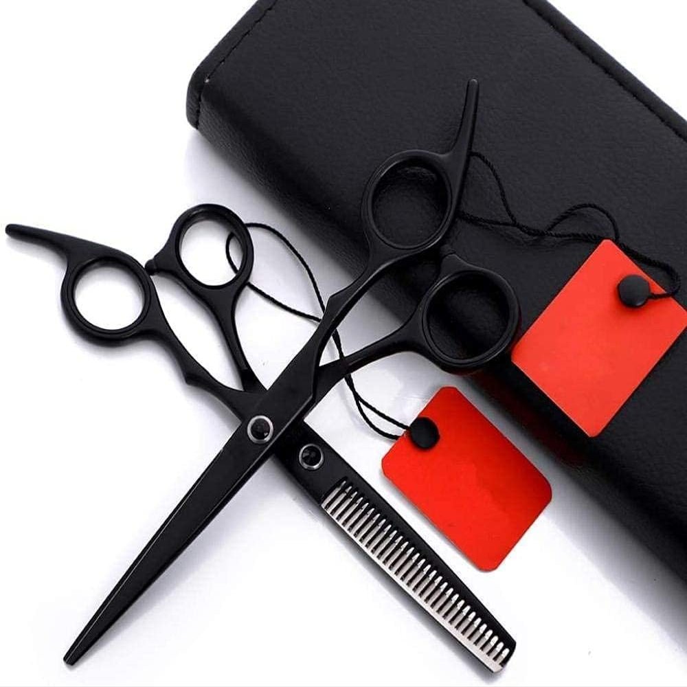 Professional 6 Inch Japan Hair Scissors Hair Cutting Salon Scissor Hairdressing Thinning Scissors Hairdressing Scissors Set (Black-6 Zoll