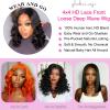 Loose Deep Wave Lace Front Bob Wigs 100% Human Hair Pre Plucked Pre Cut Body Wave 4x4 Transparent Lace Closure Wigs Wear and Go Glueless Wig for Black Women Body Wavy Curly Wig Natural Color 14 Inch view 2