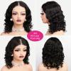Loose Deep Wave Lace Front Bob Wigs 100% Human Hair Pre Plucked Pre Cut Body Wave 4x4 Transparent Lace Closure Wigs Wear and Go Glueless Wig for Black Women Body Wavy Curly Wig Natural Color 14 Inch view 4