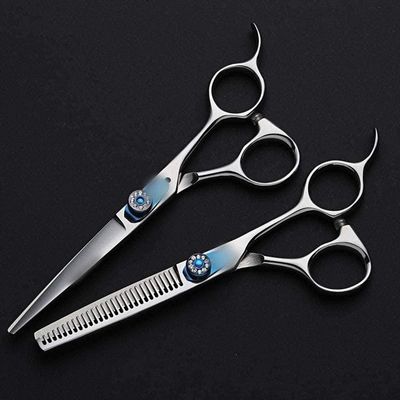 Barber Scissors Sapphire 6 inch Barber Professional Hair Cutting Scissors Set Flat and Tooth Scissors Hairdressing Scissors Hair Cutting Shears(
