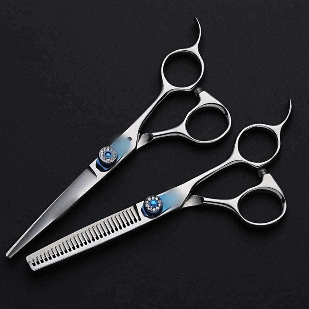 Barber Scissors Sapphire 6 inch Barber Professional Hair Cutting Scissors Set Flat and Tooth Scissors Hairdressing Scissors Hair Cutting Shears(