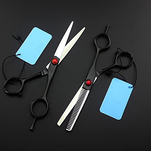 Hair Cutting Scissors, 6 inch Professional Black Hair Scissors Set Cutting Barber Haircut Salon thinning Shears Hairdressing Scissors(