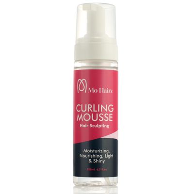 Mo Hairz Curling Mousse for Defined Curls  Hair Sculpting Foam with Grape Seed & Jojoba Oil  Moisturizing, Nourishing, Lightweight & Shiny  200ml / 6.7 fl.oz