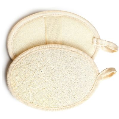 2 Pack Natural Loofah Sponge Exfoliating Body Scrubber, Eco-Friendly Body Scrubber for Smooth SkinDry & Wet Use for Circulation & DetoxBeige.