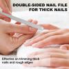 2 Pack Stainless Steel Nail File & Dual-Ended Nail Lifter Set, Heavy Duty Metal Emery Board for Thick Toenails, Manicure & Pedicure Grooming Tool for Men & Women (Silver) view 3
