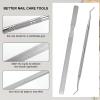 2 Pack Stainless Steel Nail File & Dual-Ended Nail Lifter Set, Heavy Duty Metal Emery Board for Thick Toenails, Manicure & Pedicure Grooming Tool for Men & Women (Silver) view 4