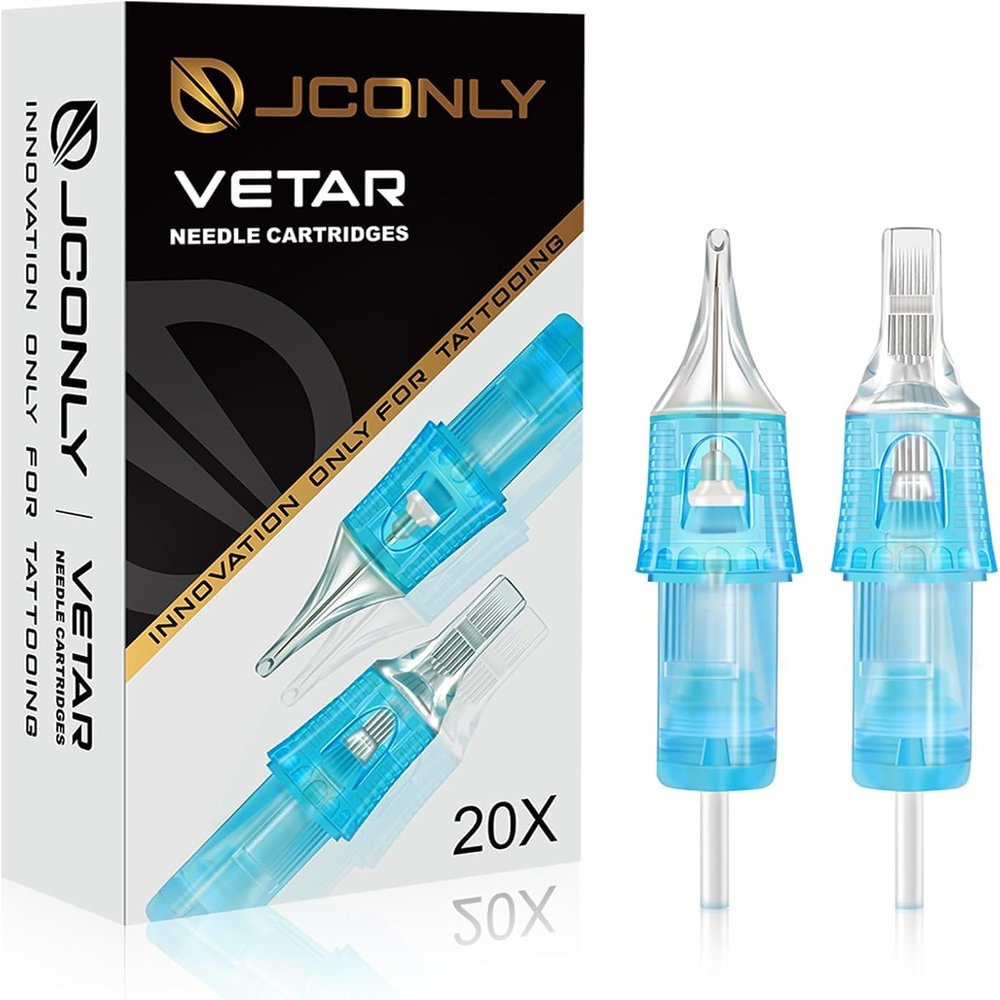 JCONLY VETAR TATTOO CARTRIDGE NEEDLES - 20Pcs Tattoo Needles Sample Combination Packaging 10 Szie 1003RLL 1005RLL 1007RLL 1009RLL 1207RSL 1209MGL 1207CML 1209CML 1211CML 1215CML