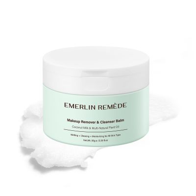 Emerlin Remde Makeup Remover & Cleanser Balm with Coconut Milk & Multi Natrual Plant Oil for Melting, Cleaning And Moisturizing For All Skin Type