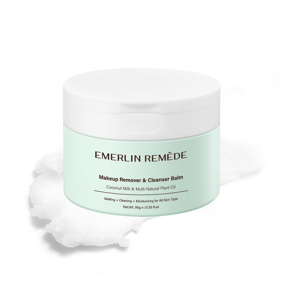 Emerlin Remde Makeup Remover & Cleanser Balm with Coconut Milk & Multi Natrual Plant Oil for Melting, Cleaning And Moisturizing For All Skin Type