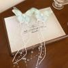 2pcs Butterfly Hair Clips with Crystal Beaded Tassels Long Fringe Hair Alligator Barrettes Wedding Hair Accessories, Pink Blue Green (Green) view 3
