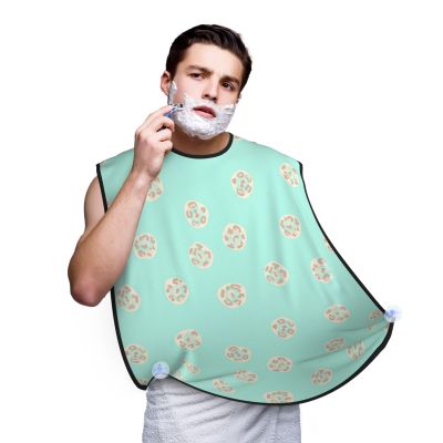 Beard Trimming Hair Catcher, Blue Mint Green Gold Leopard Print Shave Bib, Non-Stick Bib Apron Waterproof, Shaving Tool for Men for Husband Fathers Day