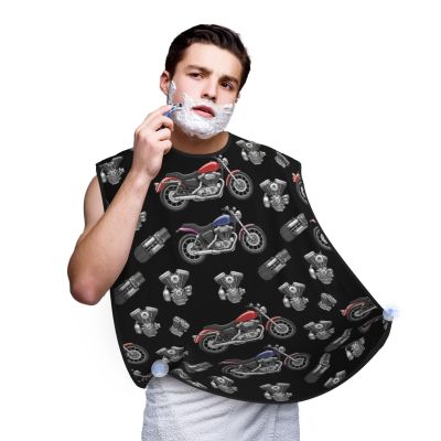 PPIKTC No-Slip Shaving Bib, Beard Grooming Apron with Strong Suction Cups, Cool Black Motorcycle