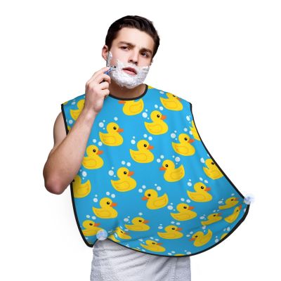 PPIKTC Non-Stick Beard Bib for Shaving, Yellow Rubber Duck Shave Bib, Waterproof Hair Catcher with Suction Cups, Grooming Apron Men Husband