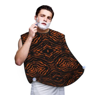 PPIKTC Waterproof Beard Trimming Bib, Non-Stick Hair Catcher for Men Shaving, Grooming Apron for Husband Dad, Animal Camouflage Tigers Stripes Shave Bib