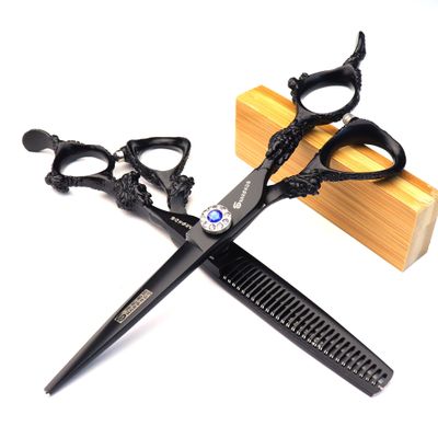 5.5" 6" Black Professional Hair Scissors Scissors Barber Scissors Set for The Barber