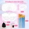 46 PCS Face Paint Stencil Kit - 28 Reusable Halloween Makeup Facial Painting Stencils with 10 Pcs Brushes, 4 PCS Finger Sponges Dauber, 4 PCS Face Paint Sponge, Body Paint Art Tattoo Template view 2