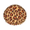 Women's Shower Cap Reusable, Animal Cheetah Leopard Print, Waterproof Double Layer Bathing Hat with Elastic Trim for Salon, Home, Travel & Hotel Stays view 2