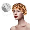 Women's Shower Cap Reusable, Animal Cheetah Leopard Print, Waterproof Double Layer Bathing Hat with Elastic Trim for Salon, Home, Travel & Hotel Stays view 3
