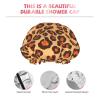 Women's Shower Cap Reusable, Animal Cheetah Leopard Print, Waterproof Double Layer Bathing Hat with Elastic Trim for Salon, Home, Travel & Hotel Stays view 4