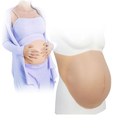 SooTTBE Artificial Silicone Fake Pregnancy Belly Realistic Skinless Fake Tummy Bump Soft Adult Pregnant Bump Props for Women,Color 3,S