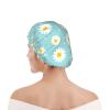 Waterproof Turban Shower Cap for Women, Floral Daisy Purple Flower, Reusable Hair Cover with Elastic Trim for Bathing, Home Hotel & Spa Use view 1