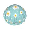 Waterproof Turban Shower Cap for Women, Floral Daisy Purple Flower, Reusable Hair Cover with Elastic Trim for Bathing, Home Hotel & Spa Use view 2