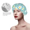 Waterproof Turban Shower Cap for Women, Floral Daisy Purple Flower, Reusable Hair Cover with Elastic Trim for Bathing, Home Hotel & Spa Use view 3