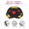 Elasticized Shower Cap for Ladies, Black Red Love Hearts Polka Dots Yellow Rubber Ducks, Waterproof Reusable Bath Hair Cover with Double Layer, Fits All Head Sizes view 4