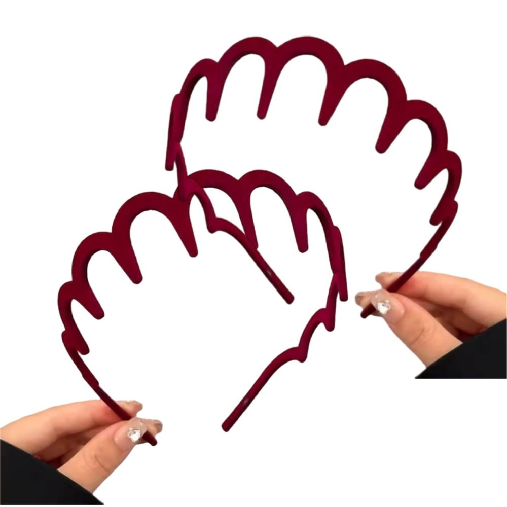 2025 New U Shape Fashion Tooth Hair Comb Headband, High Cranium Head Bands for Women's Hair, Reversible Headbands with Teeth, Zig Zag Headbands for Women (2-Red)