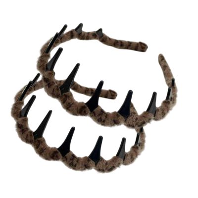 2025 New U Shape Fashion Tooth Hair Comb Headband, High Cranium Head Bands for Women's Hair, Reversible Headbands with Teeth, Zig Zag Headbands for Women (2-Brown)