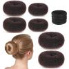 6 Pcs Donut Hair Bun Maker Set Sock Bun Doughnuts for Ballet Style Buns Hair Buns Shaper Set with Large Medium Hairs Accessories with 4 Elastic Bands for Ladies Women (Brown) view 1
