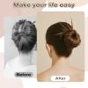 6 Pcs Donut Hair Bun Maker Set Sock Bun Doughnuts for Ballet Style Buns Hair Buns Shaper Set with Large Medium Hairs Accessories with 4 Elastic Bands for Ladies Women (Brown) view 4