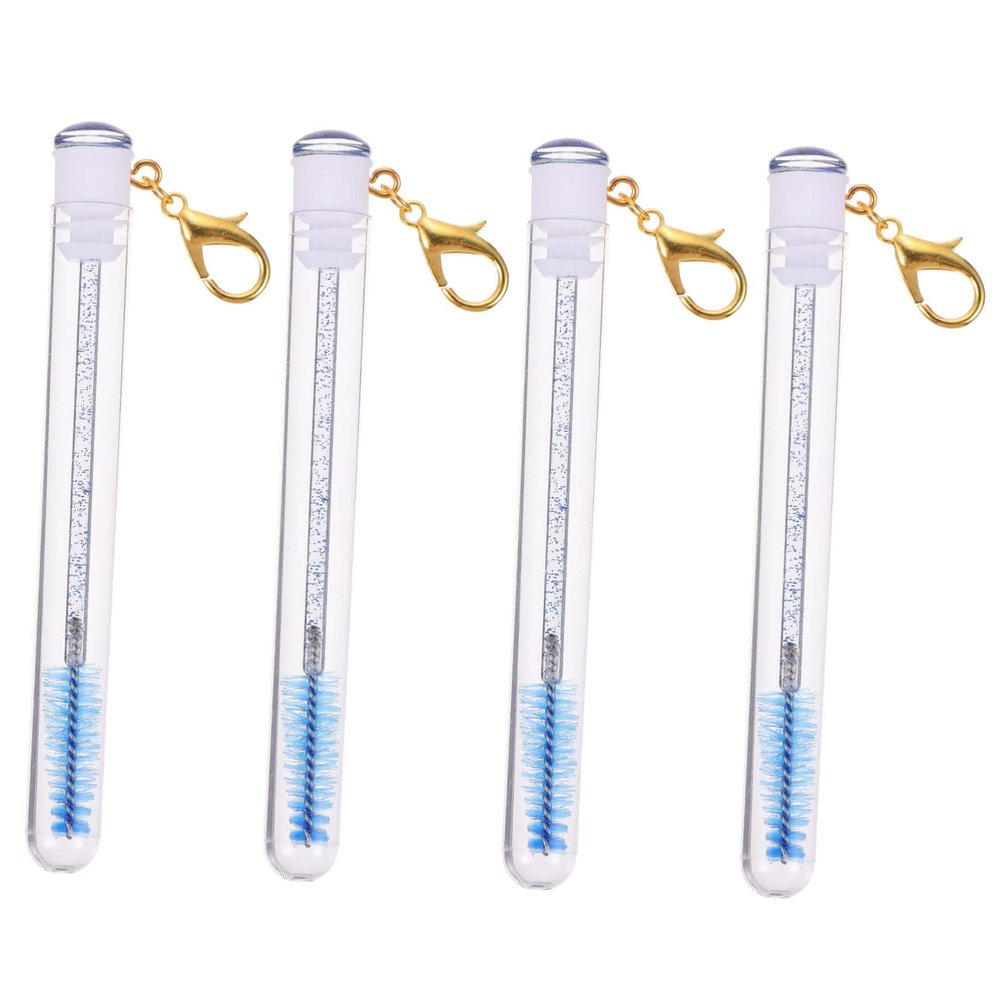 Didiseaon 4pcs Eyelash Brush Keychain with Rhinestone Plastic Mascara Wands for Women Travel Friendly Eyebrow and Eyelash Tube Applicators for Beginners and Makeup Artists