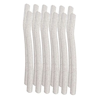 Didiseaon 12pcs Eyebrow Razors with Stainless Steel Blades Biodegradable Travel Brow Trimmer for Womens Precise Facial Hair Removal and Smooth Natural Eyebrow Shaping