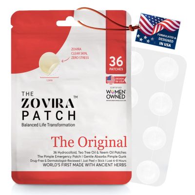Zovira Original Spot Patches - Advanced Blemish Patches with Niacinamide, Tea Tree & Neem Oil (36ct) for Day & Night Use