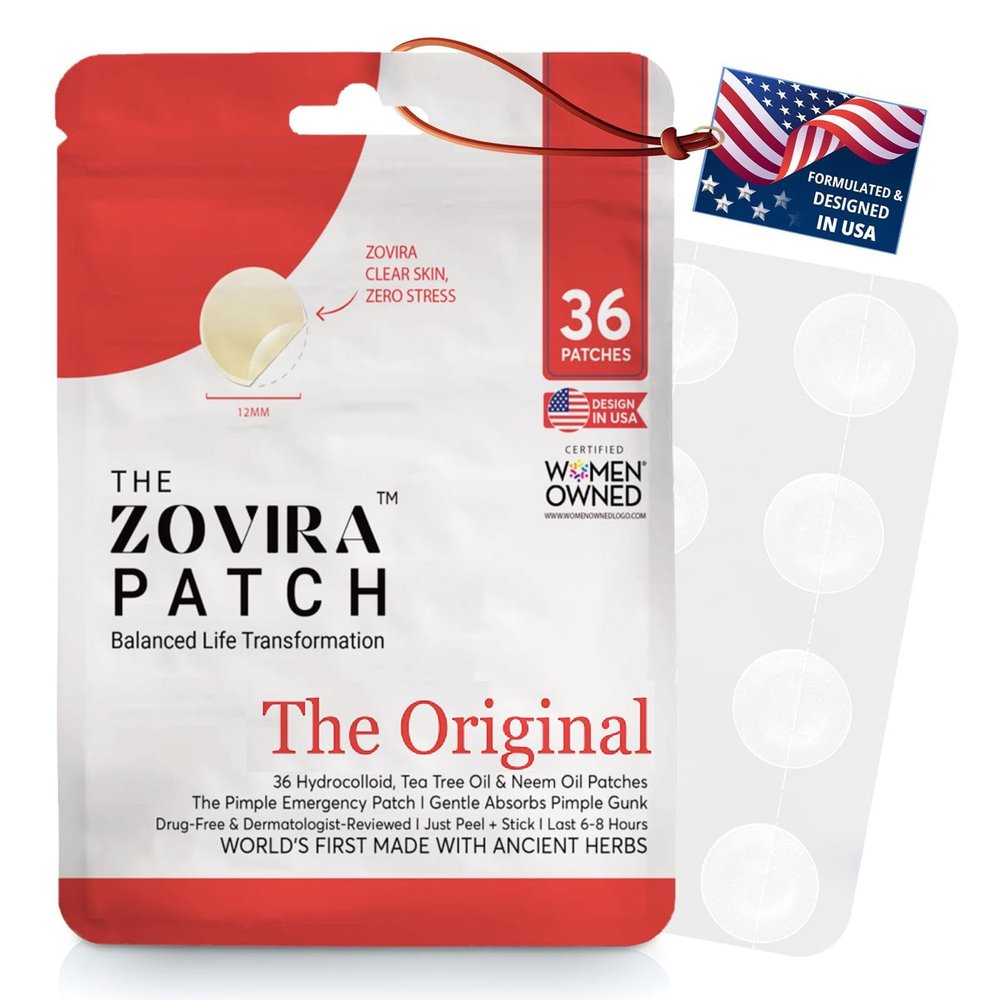 Zovira Original Spot Patches - Advanced Blemish Patches with Niacinamide, Tea Tree & Neem Oil (36ct) for Day & Night Use