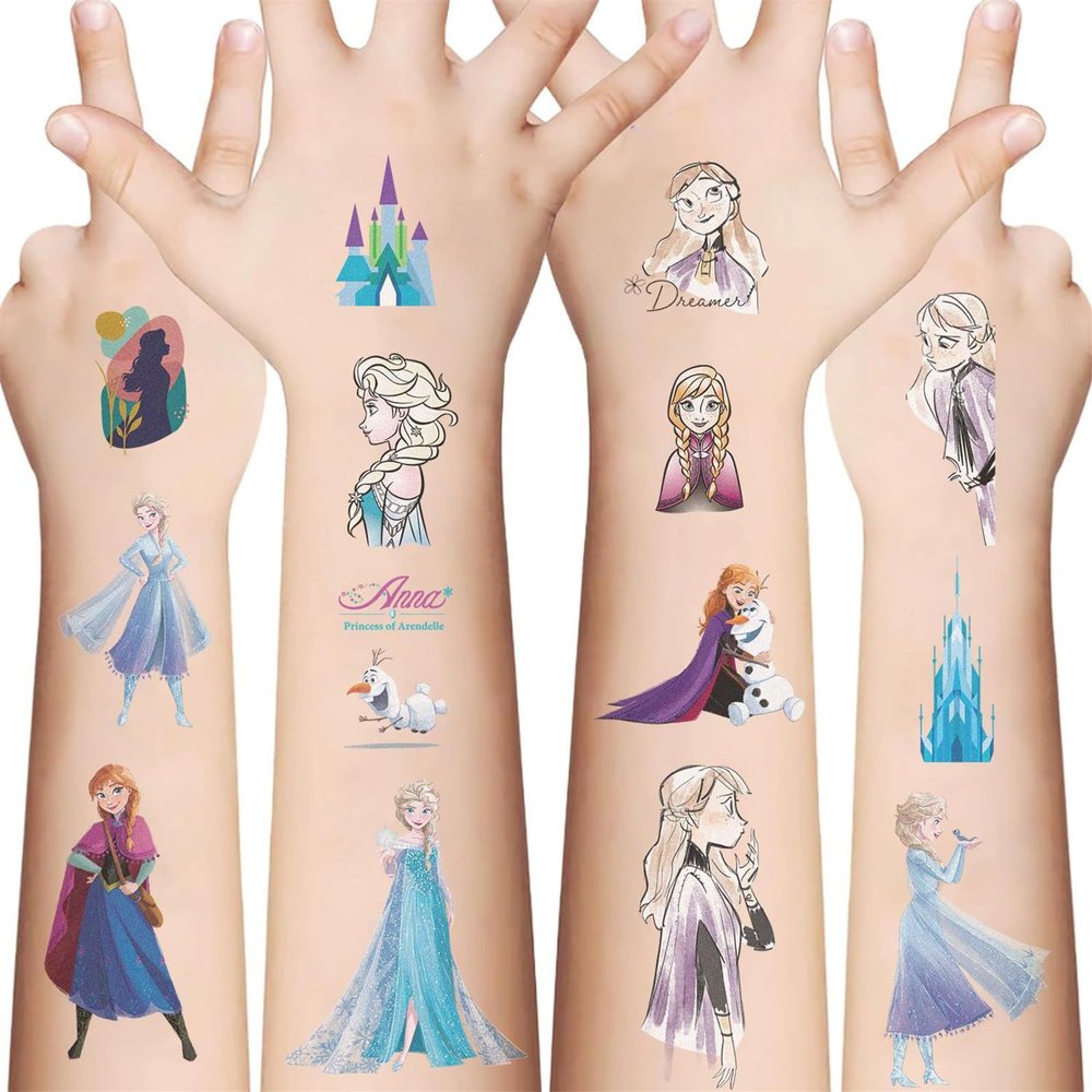 10 Sheets Frozen Temporary Tattoos Stickers Mixed Style Body Art Princess Temporary Tattoos Fake stickerfor Classroom Reward Birthday Party Event Decor (Princess)