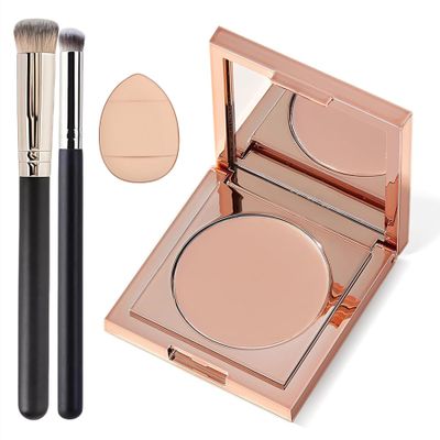 Colored Clay CC Undereye Corrector with Different Brushes - Color Corrector for Dark Circles, Hydrating Under Eye Concealer to Brighten & Conceal for Men&Women (#001 Light-Medium Peach)