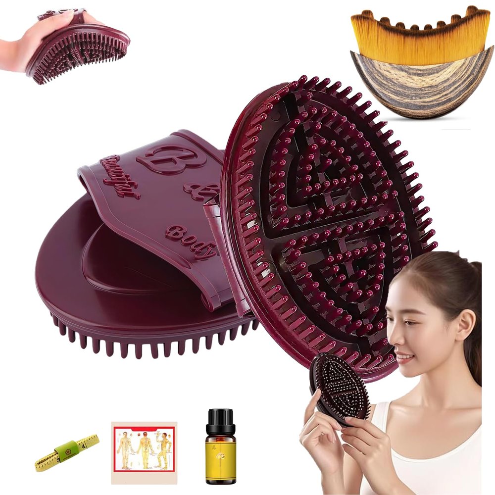 2 Set Magnetic Meridian Brush fo Belly-Professional Meridian Brush Massage Body Tool, Anti-Cellulite & Lymphatic Drainage Massage Brush for Belly, Full Body Relaxation for Beauty Salon &HomeUse (2)