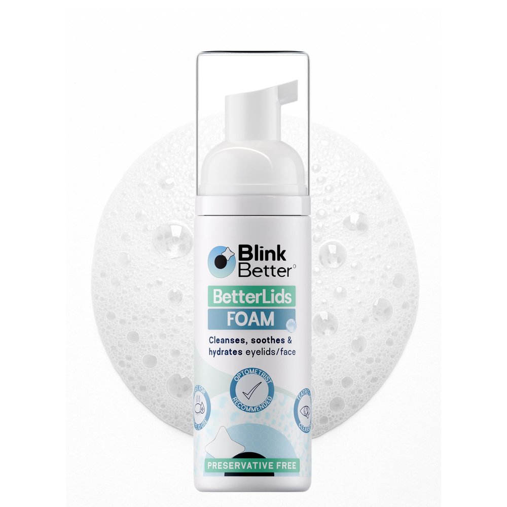 BlinkBetter BetterLids Eyelid Foam Cleanser Tea Tree Oil Face & Eyelid Wash with Ectoin, Centella, Beta Glucan & Panthenol 4-in-1 Hydrating, Soothing, Purifying Formula 2 oz- Preservative Free