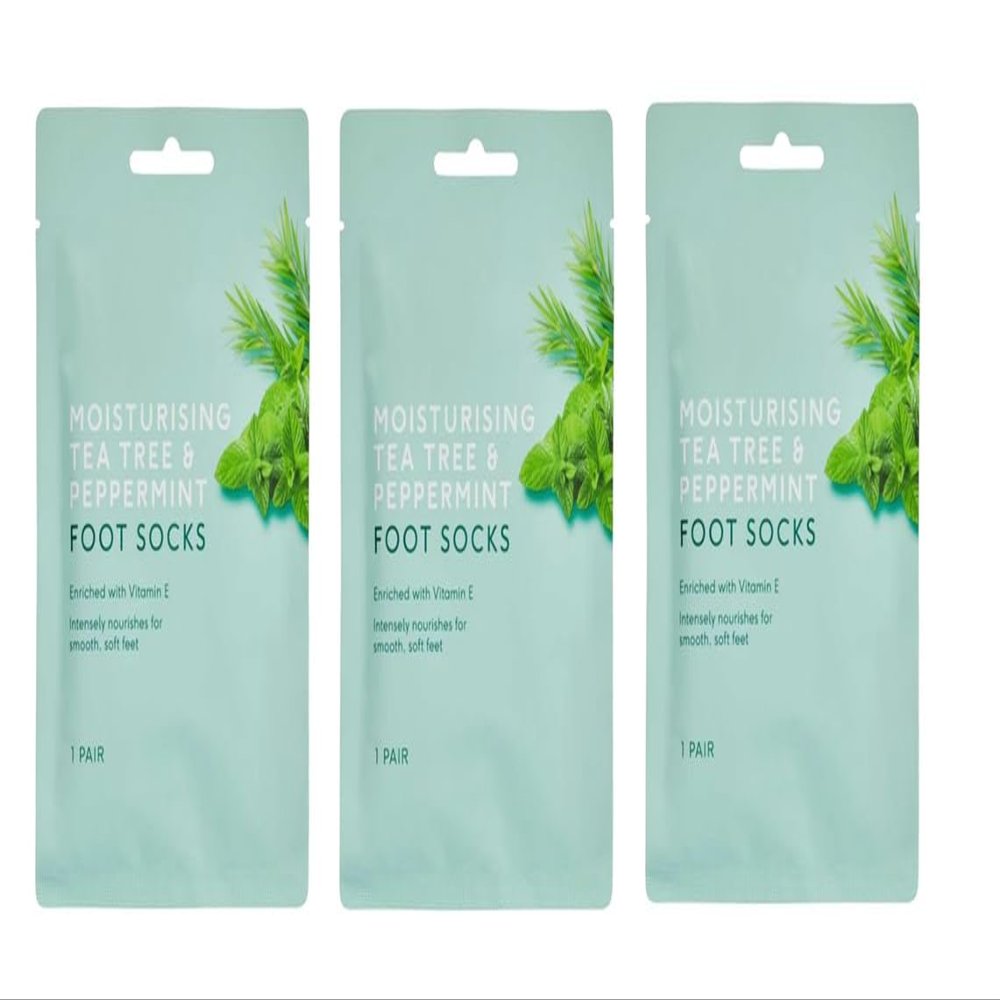 Everyday Cosmetics, Moisturising Tea Tree and Peppermint Foot Socks (Pack of 3),Intensely nourishes for Smooth, Soft feet.