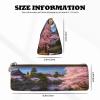 FZQVSLCM Pencil Case Leather Pen Bags Travel Makeup Bag Mount Fuji Cherry Blossom Trees Toiletry Bag Portable Cosmetic Bags Coin Purse view 2