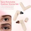 2pcs Rotatable Eyeliner Stamp Set - Quick Shaping Tool with Left/Right Eye Marked, Smudge-Proof & Long-Lasting, Ready to Use, Flawless Winged Eyeliner for Beginners & Makeup Enthusiasts, Black & Brown view 2