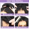 22 inch Curly Half Wig Human Hair for Black Women,Kinky Curly Half Wigs Human Hair ,Seamless Flip Over All Hairstyles In One Headband Wig with Drawstring,Wear and Go Wigs for Black Women 200% Density view 2
