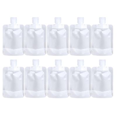 10Pcs Travel Pouches For Toiletries, Portable Travel Fluid Makeup Packing Bag, Stand Up Pouch, Refillable Clear Travel Containers for Shampoo Conditioner Lotion Soap Liquids (10Pcs 100ML)