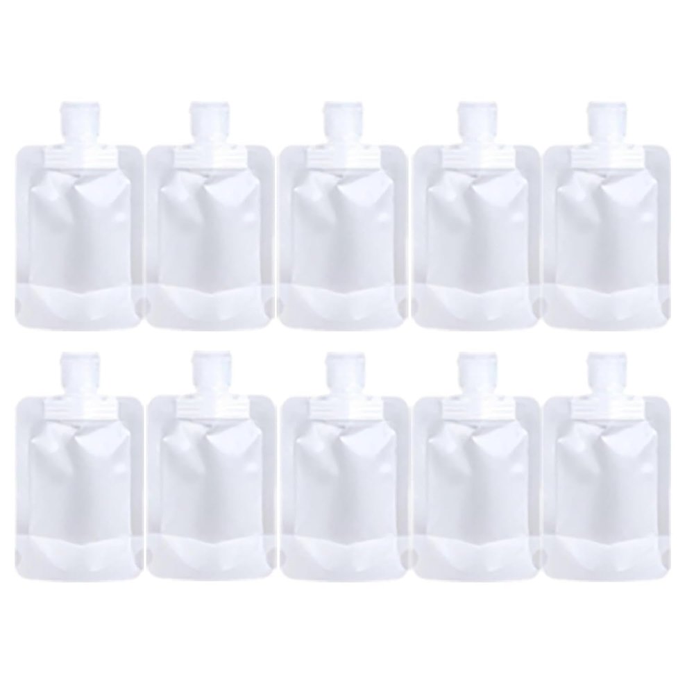 10Pcs Travel Pouches For Toiletries, Portable Travel Fluid Makeup Packing Bag, Stand Up Pouch, Refillable Clear Travel Containers for Shampoo Conditioner Lotion Soap Liquids (10Pcs 100ML)