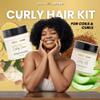BASK & LATHER Curly Hair Kit for Coils & Curls  Curl Cream & Flaxseed Coiling Jelly Duo, Definition, Hydration & Shine, Natural, Paraben-Free, 8oz Each view 2