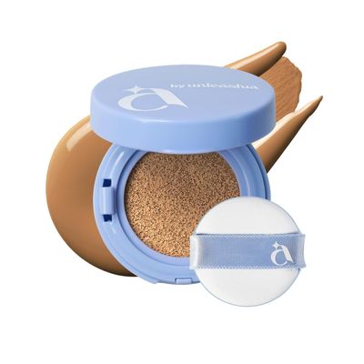 [A by Unleashia] Hey Dew Blue Cushion | 26 Shades, Compact Size, Triple Functional (Toning, Anti-Wrinkle, UV Protection), Buildable Coverage & Radiant, Dewy Finish (32N Mocha Veil)